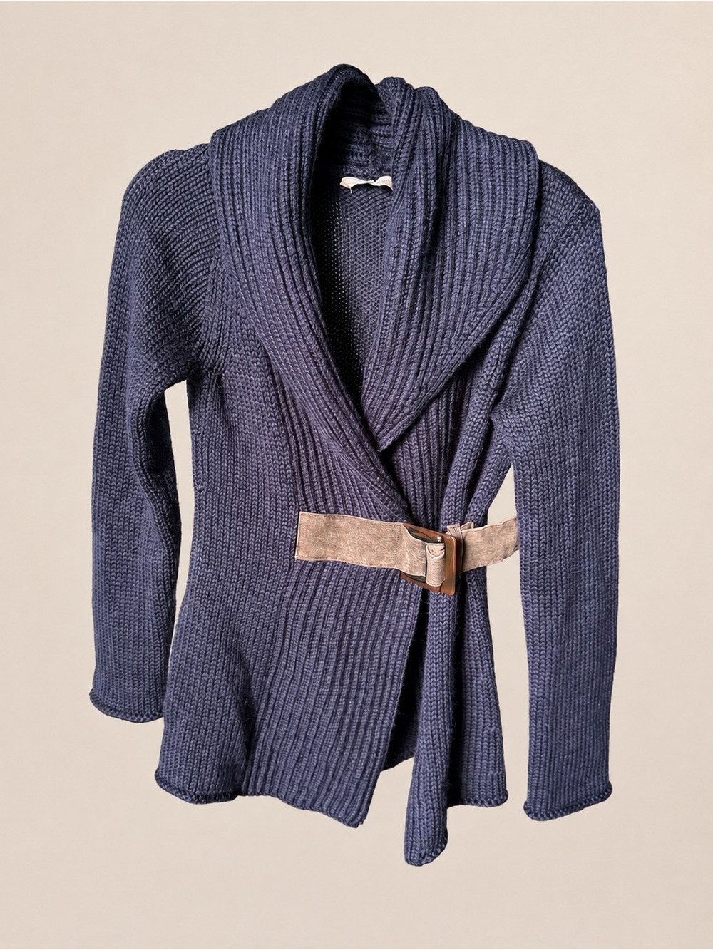 Soft Surroundings Country Weekend Navy Belted Cardigan Sweater XS